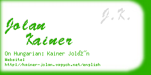 jolan kainer business card